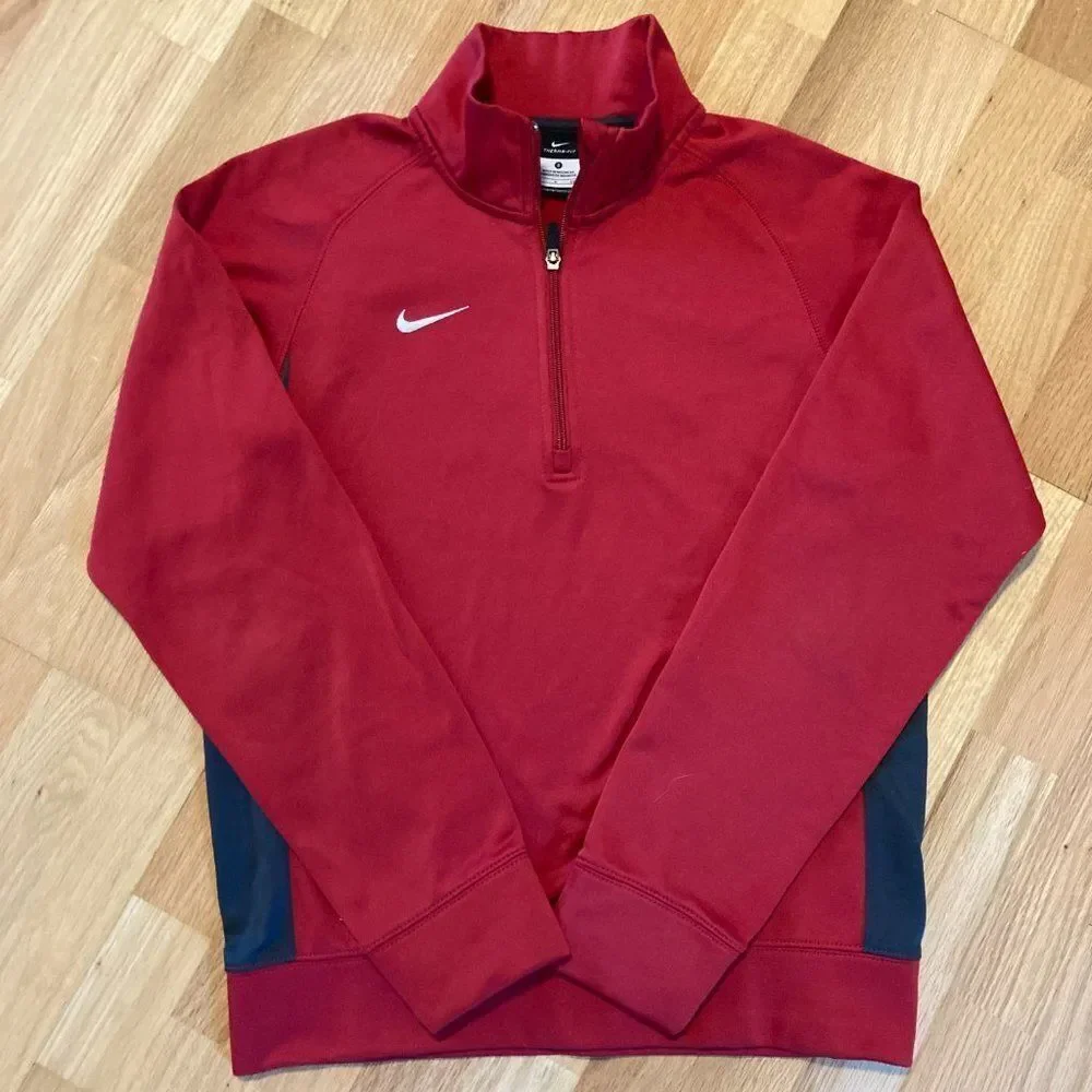 Nike ThermaFit Mens Small Red Quarter ZIP Pullover Size Small